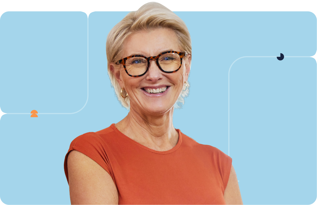 Businesswoman in a blazer against blue background